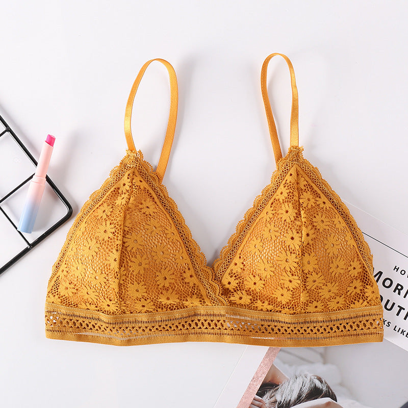 Sexy Floral Lace Bra Top For Women Female Lingerie breathable Removable Pad Thin Fashion New Wireless Bras