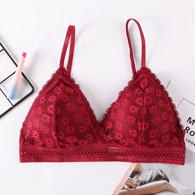 Sexy Floral Lace Bra Top For Women Female Lingerie breathable Removable Pad Thin Fashion New Wireless Bras