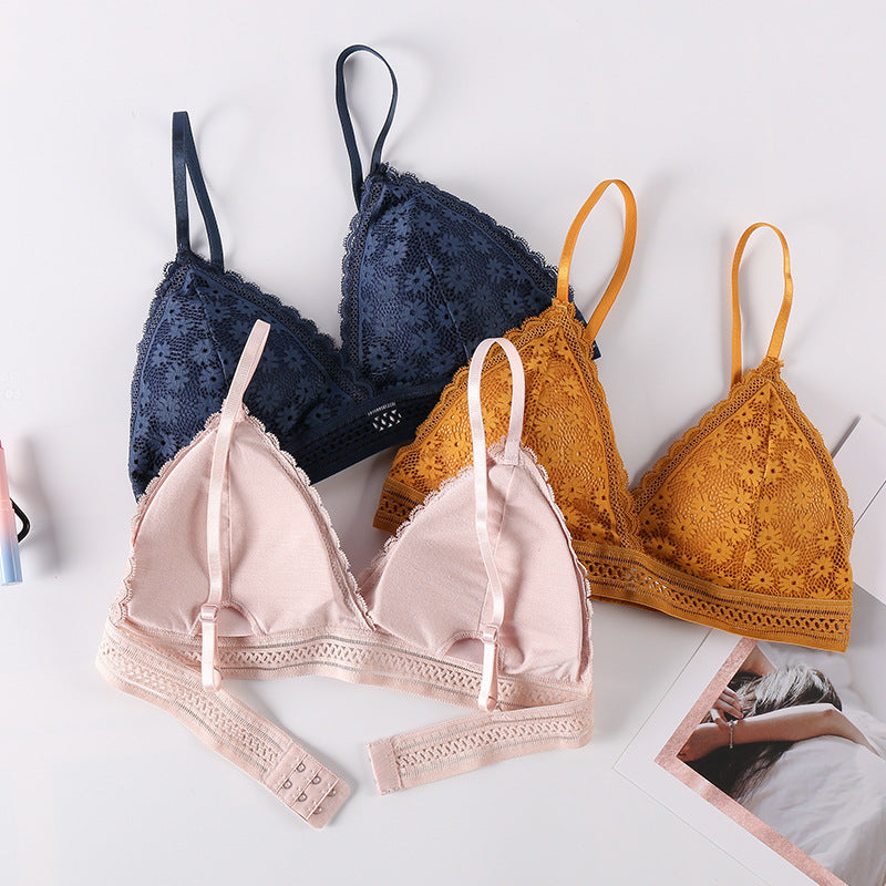 Sexy Floral Lace Bra Top For Women Female Lingerie breathable Removable Pad Thin Fashion New Wireless Bras