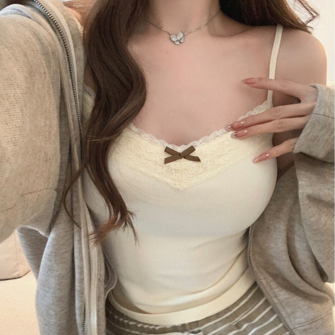 Happy Kitty top Women Low Cut Suspender Female Solid Color Lace Ropa Mujer Ladies Fashion Women'S Summer Vest