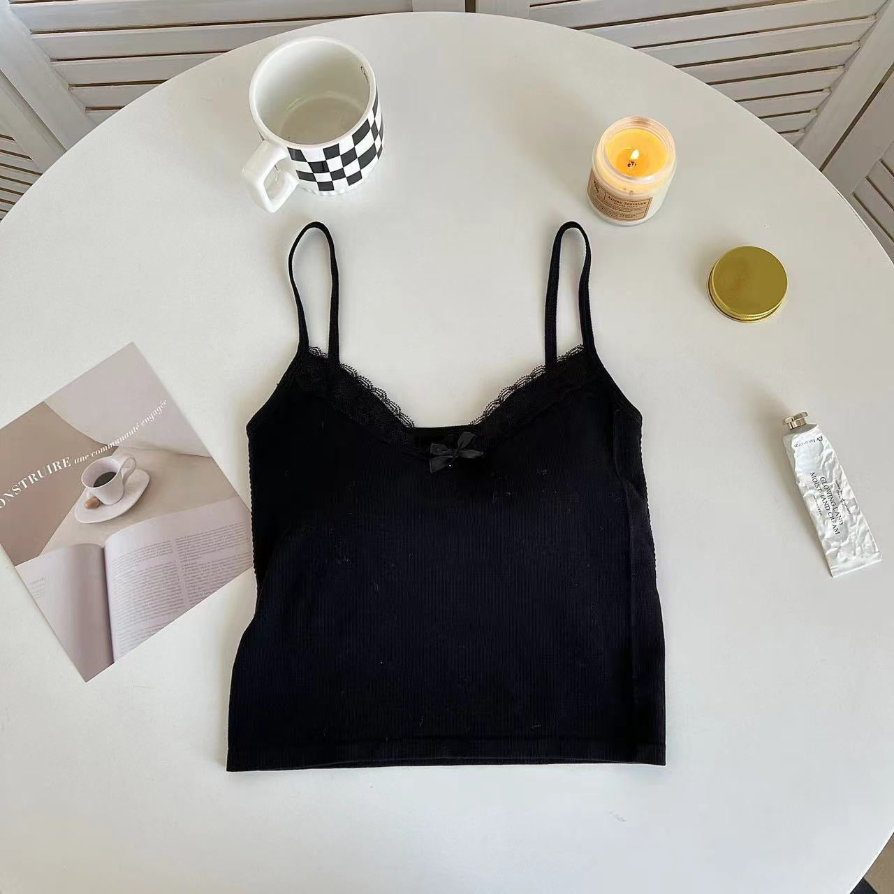 Happy Kitty top Women Low Cut Suspender Female Solid Color Lace Ropa Mujer Ladies Fashion Women'S Summer Vest