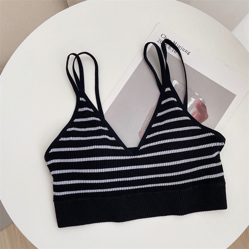 Women's Cotton Bra Tube Tops Sexy Striped Top Fashion , Girls Outdoor Summer Top Female Sports Tank Up Sexy Lingerie