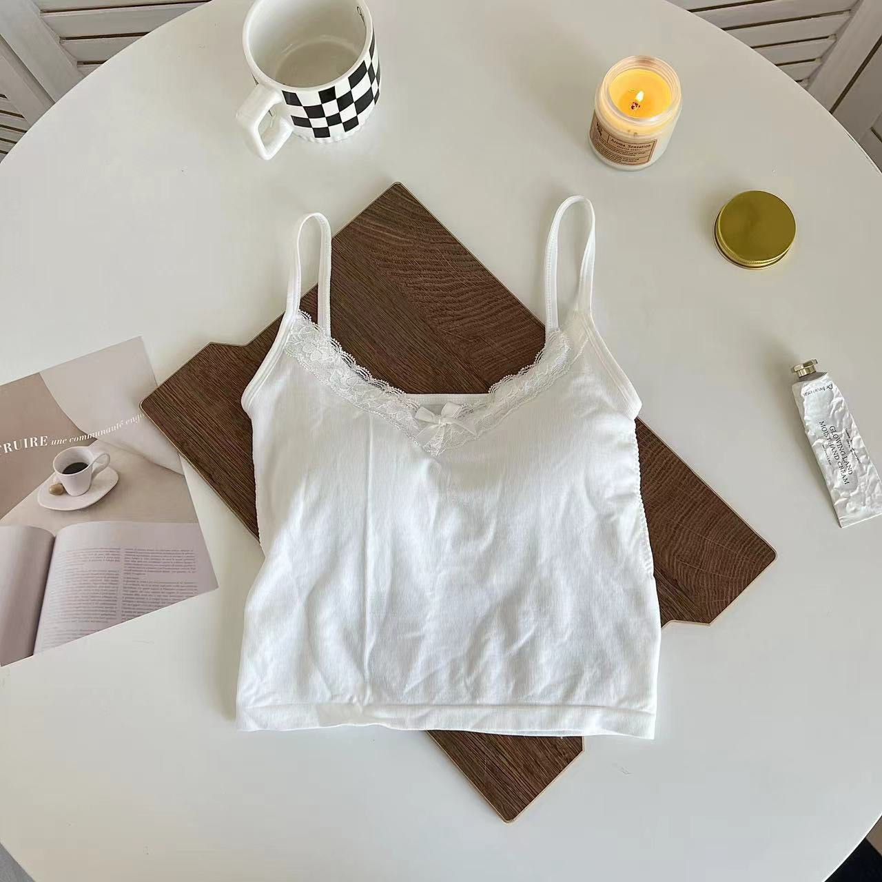 Happy Kitty top Women Low Cut Suspender Female Solid Color Lace Ropa Mujer Ladies Fashion Women'S Summer Vest