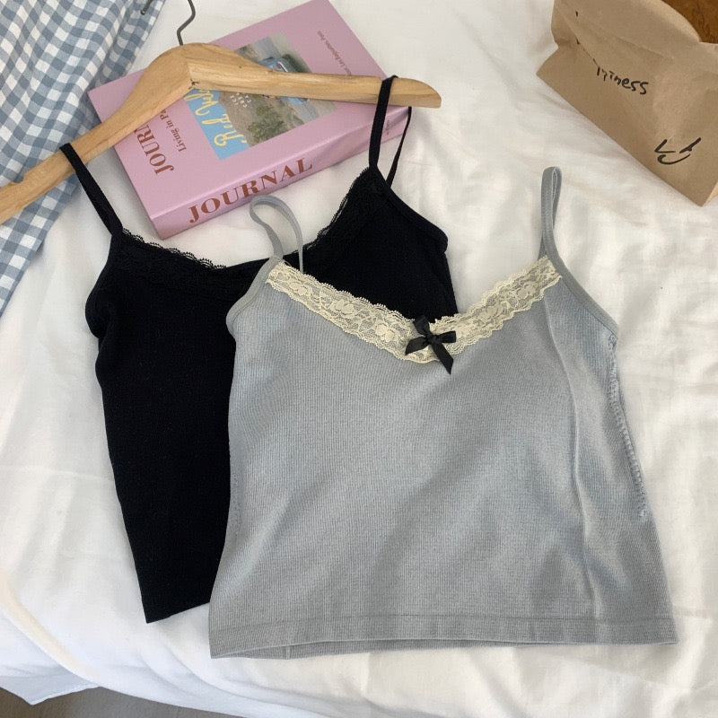 Happy Kitty top Women Low Cut Suspender Female Solid Color Lace Ropa Mujer Ladies Fashion Women'S Summer Vest