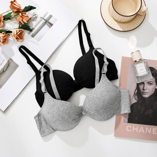 Sexy Women Cotton Gathered Bra Deep V Underwire Ladied Brassiere Push Up Lingerie Solid Bras Backless Intimate Underwear