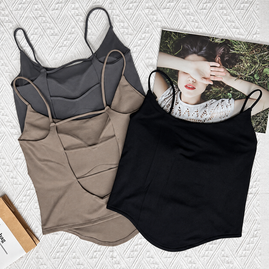 Women’s Fitted Cami top Thin Spaghetti Straps Square Neck Sculpted Seam Detail Slim Fit Sleeveless Fashion Top for Everyday Styling