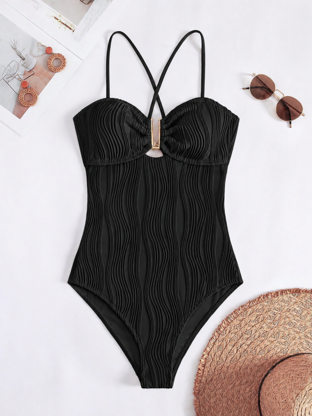 Nuovo costume da bagno intero da donna sexy con cut-out, sgambato, per nuoto e mare