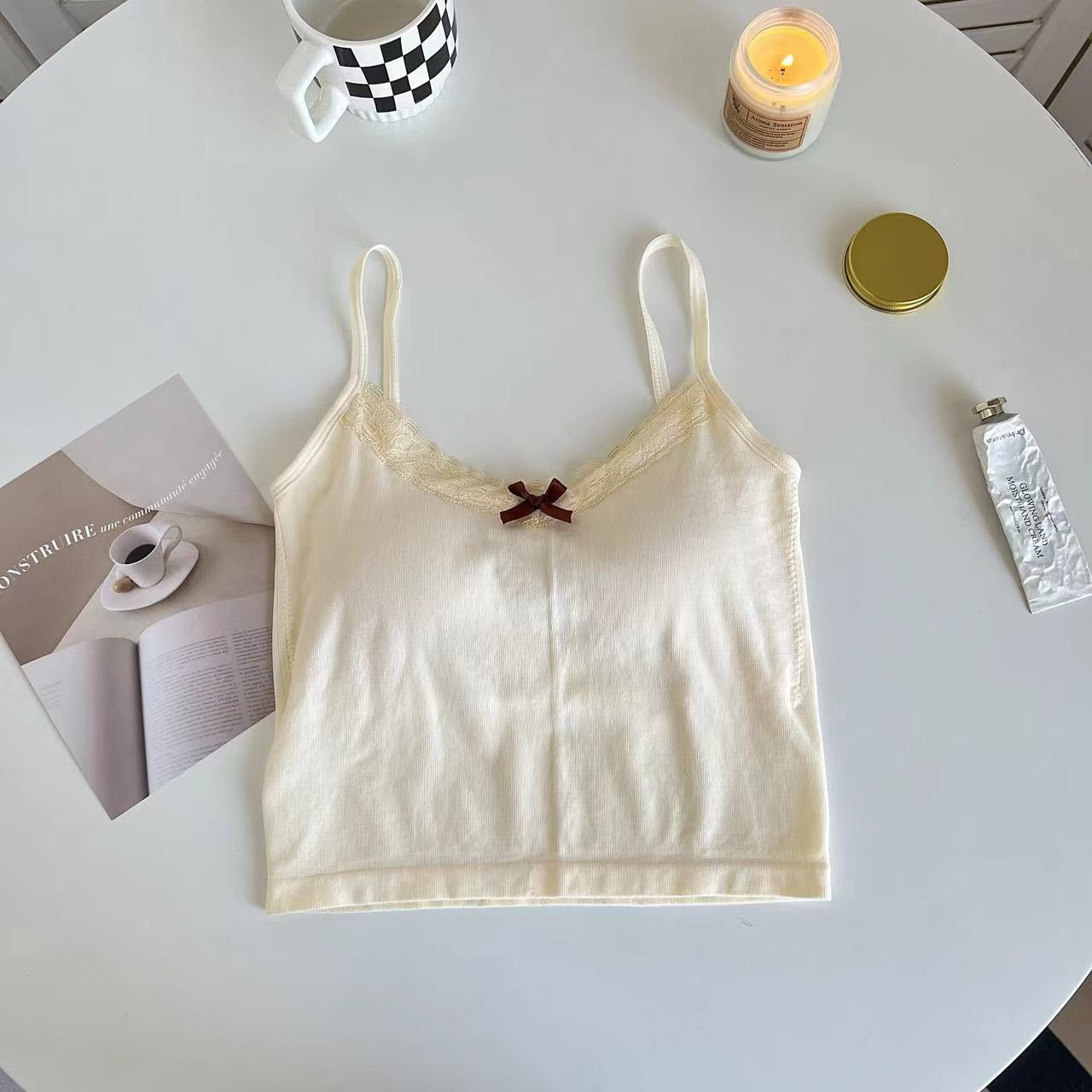 Happy Kitty top Women Low Cut Suspender Female Solid Color Lace Ropa Mujer Ladies Fashion Women'S Summer Vest