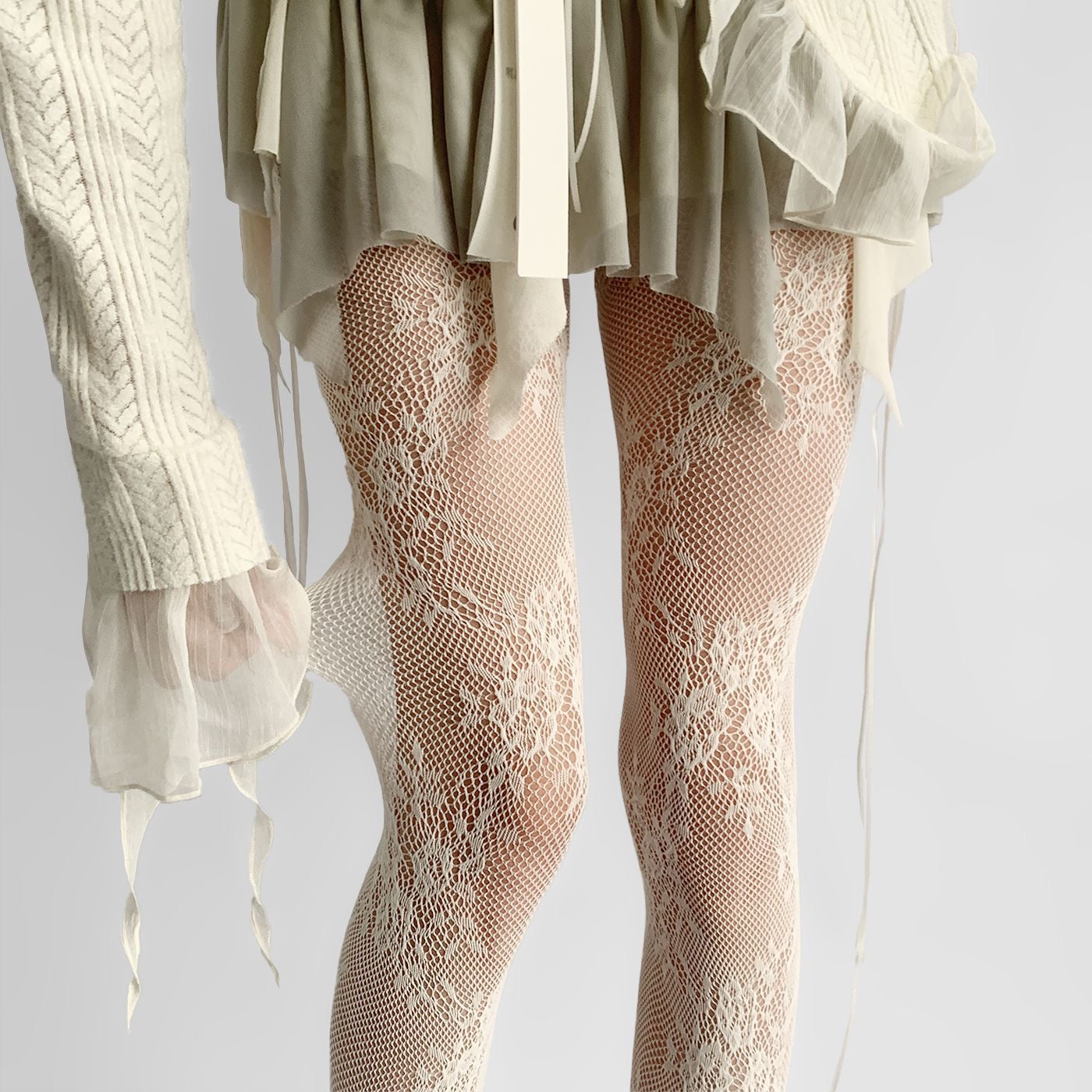 Premium Floral Lace Fishnet Pantyhose for Women | Elegant Stretch Mesh Stockings