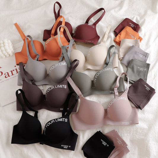 Women Seamless Wire-Free Molded Cup Bra and Panty Set Smooth U Back Adjustable Straps Microfiber Everyday