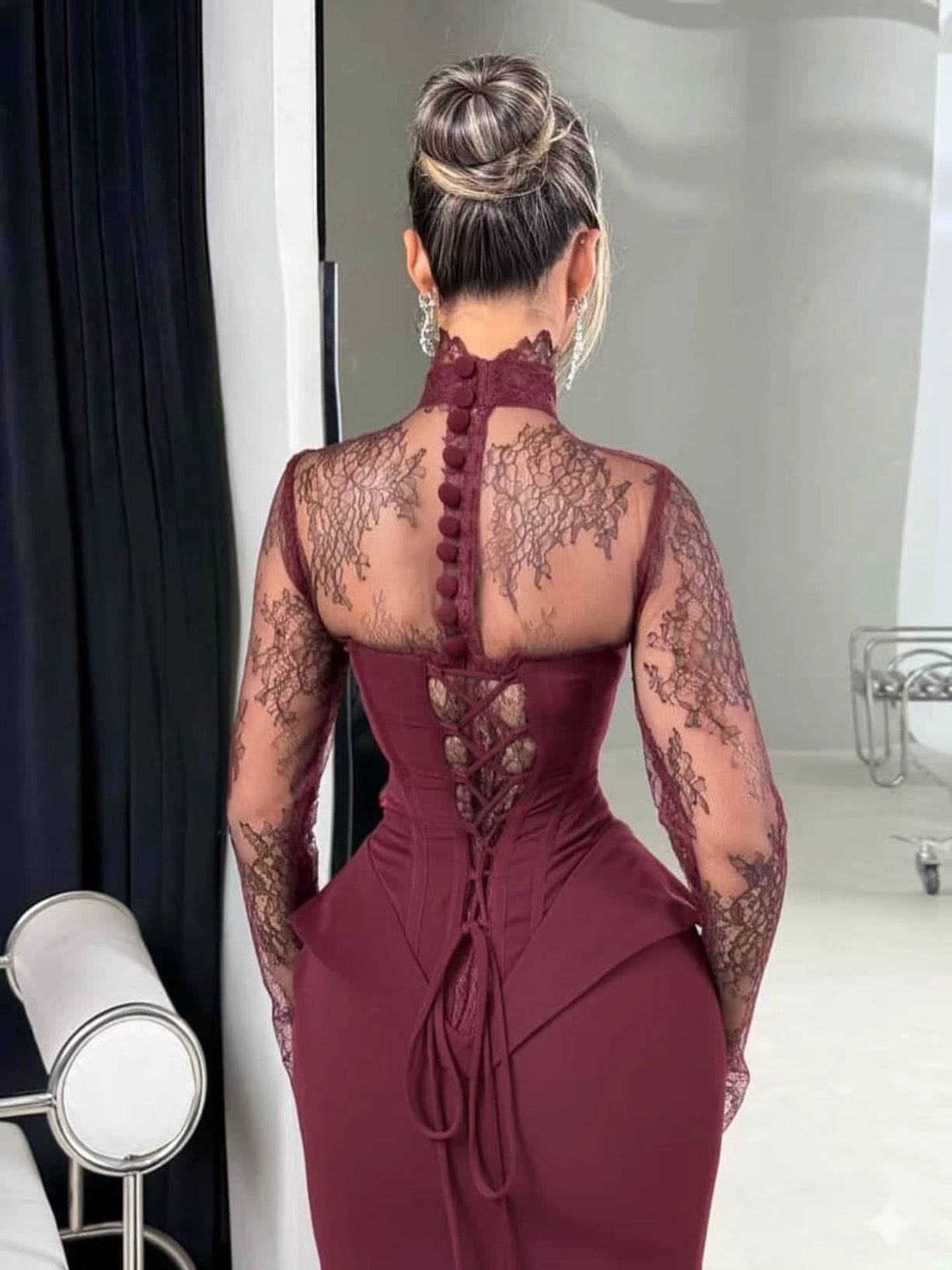 Elegant Dress Half High Collar Pleated Asymmetrical Solid Color Women's Evening Party Dresses 2026 Spring New