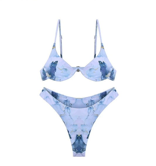 Marble Underwire Bikini Swimsuit 2 Pieces