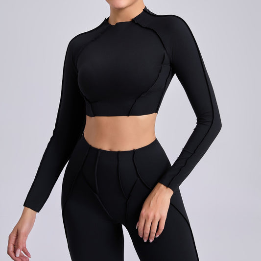 Autumn and winter sports yoga sets, women's round-neck long-sleeved tops and tight-fitting trousers, outdoor fitness yoga wear