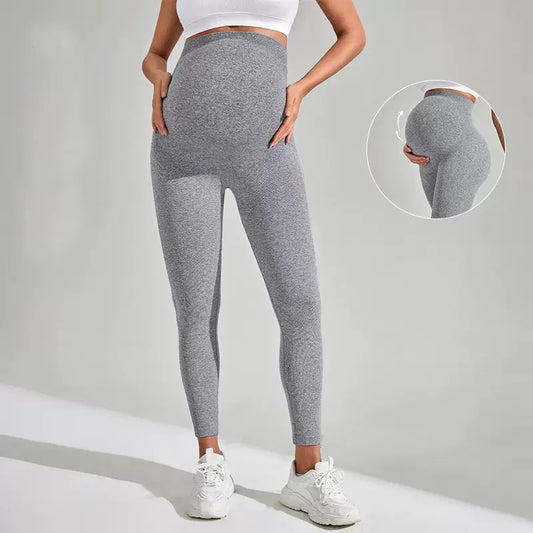 Maternity Seamless Yoga Leggings Belly Support Non-Slip Outdoor Sports Casual Wear Spring Summer Autumn Trendy Pregnant Women's