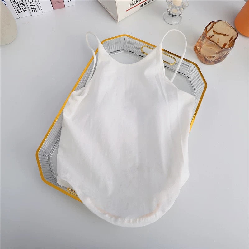 Beautiful Back Tank Top Women's Casual Suspender Bra, Casual Solid Color Round Neck Sleeveless Short Top Fit Tube Slim Tube Top