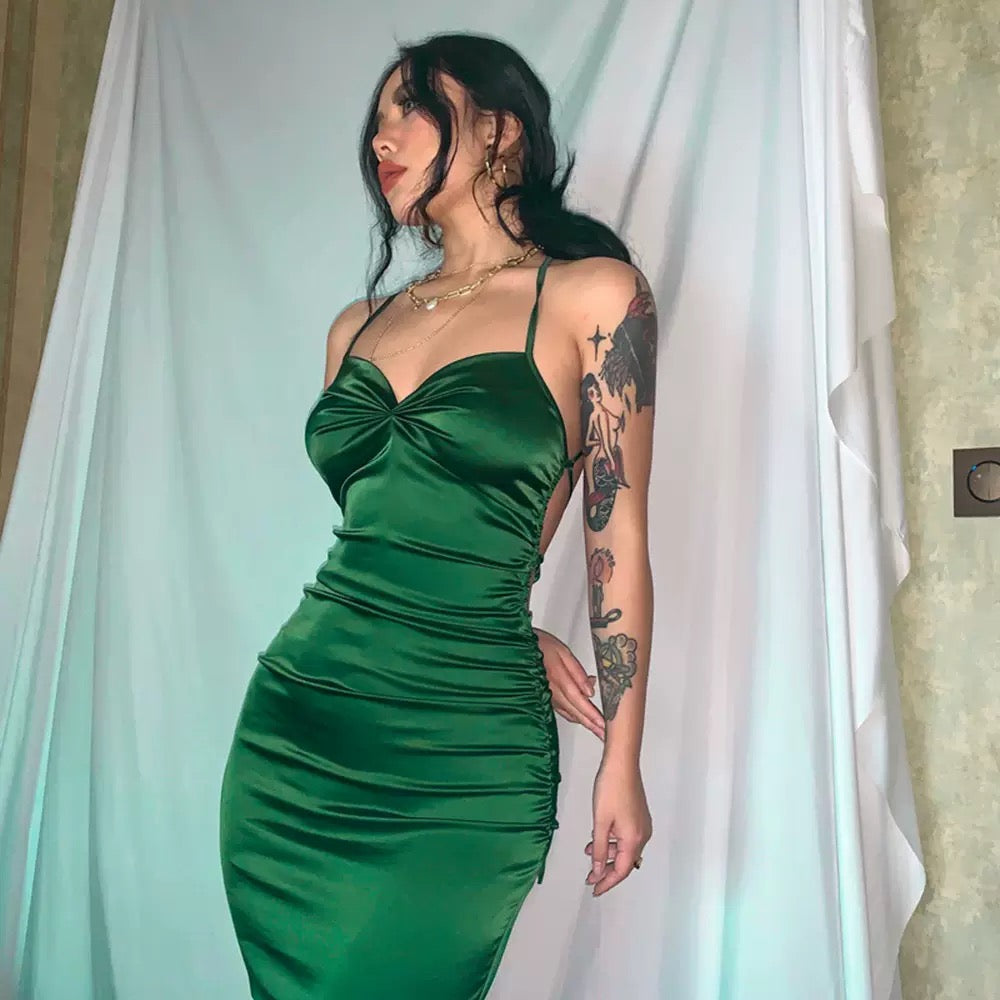 Ladies Summer Satin New Fashion Evening Party Pink Dress Women Sleeveless Backless Bodycon Maxi Dresses Night Club Outfits