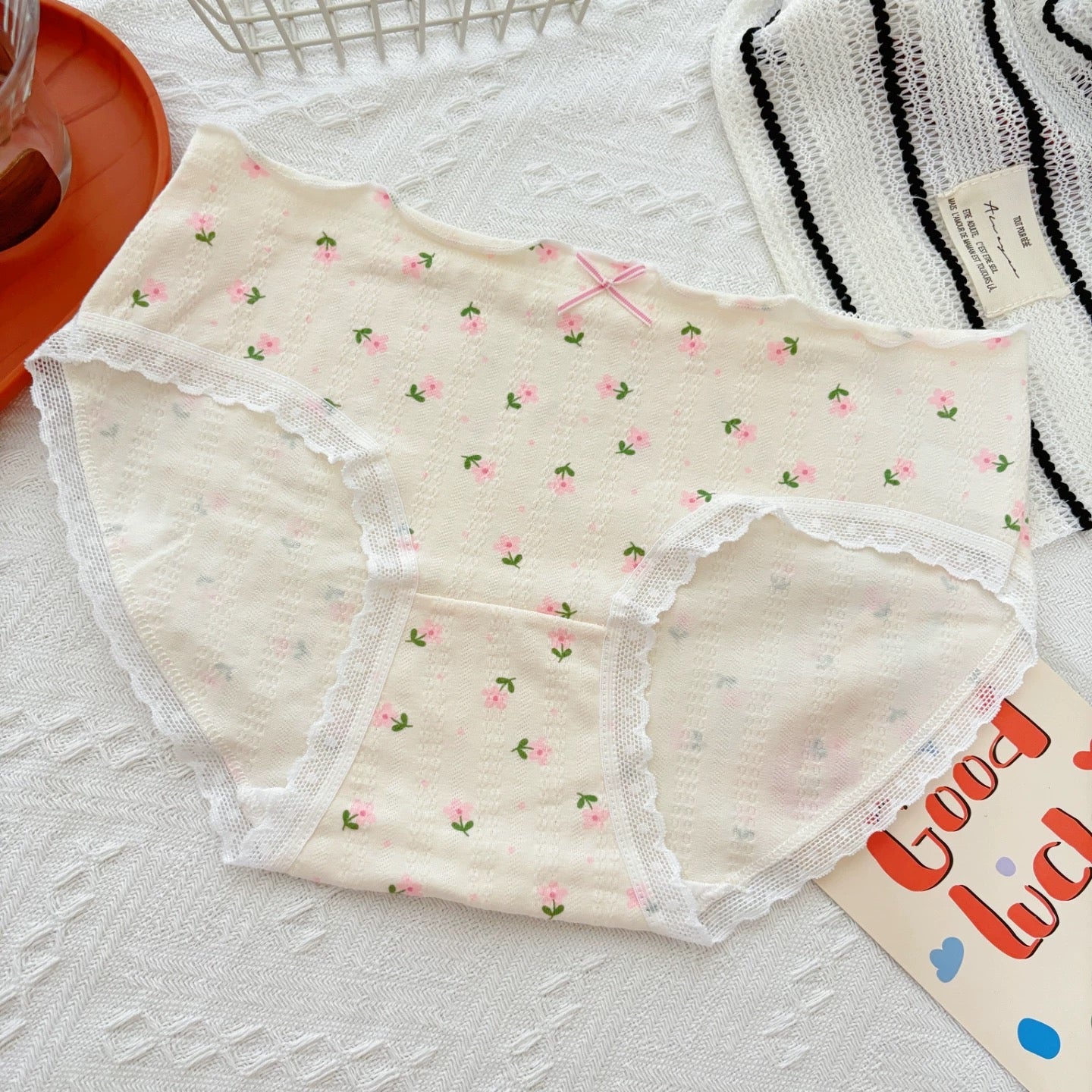 Cartoon Bear Cute Cotton Underwear for Women Low Waist Flower Print Breathable Seamless Panties Student Daily Briefs Lingerie