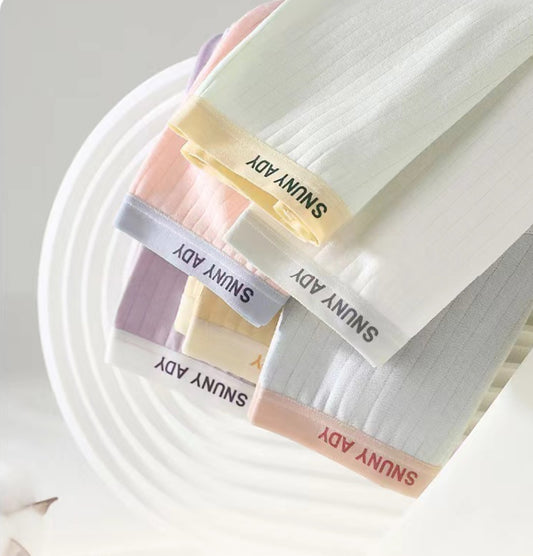 Women's Cotton Panties Solid Color Mid-waist Briefs Breathable Pure Cotton Crotch Underwear Female Lingerie Macaron Color