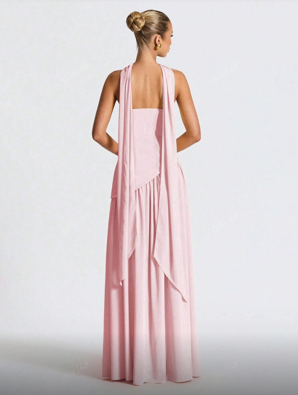 Elegant Ribbon Corset Long PINK Dress Womens Strapless High Waist Pleated Dresses 2025 Summer Evening Party Wedding Guest New