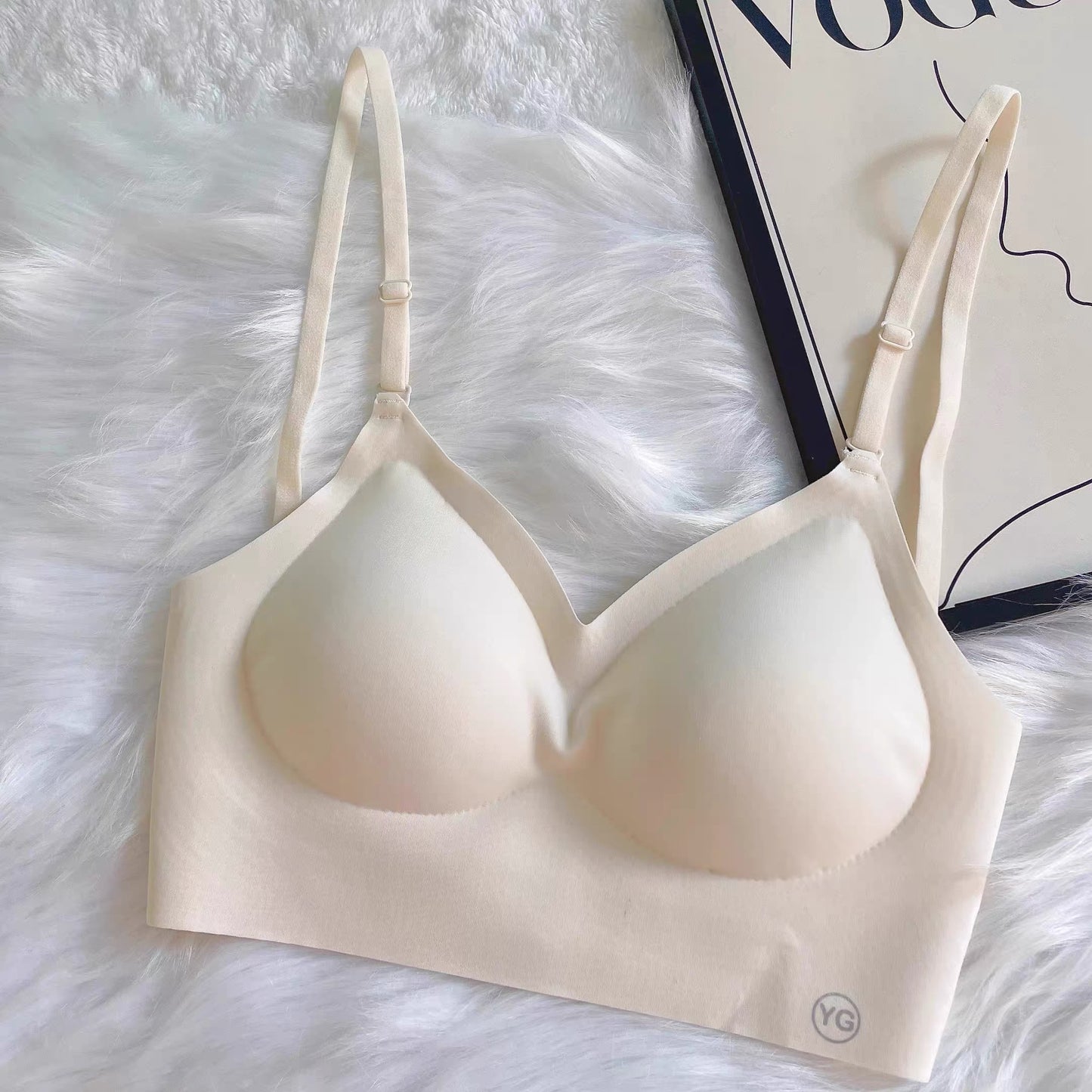 Women's Summer Sexy Backless Bra Seamless Deep U-shaped Plunge Underwear Triangle Cup Sexy Lingerie Tops