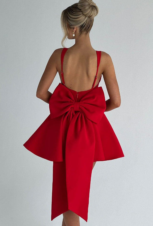 Pretty dress A-line Slim Red Sexy Spaghetti Straps Party Mini Dress Summer Robe
