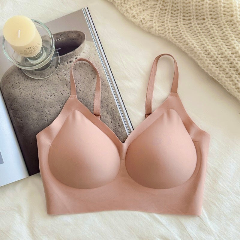 Women's Summer Sexy Backless Bra Seamless Deep U-shaped Plunge Underwear Triangle Cup Sexy Lingerie Tops