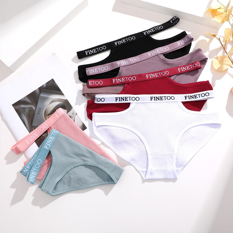 Women’s Ribbed Cotton-Style Bikini Panties with Cutout Logo Waistband, Low-Rise Fit and Soft Everyday Brief Underwear
