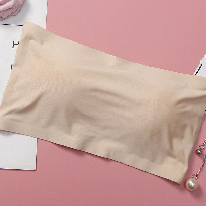 Sexy Ice Silk Seamless Shoulder Warp Gathered Non-slip Beauty Strap Chest Pad Vest Women's Small Breast Tube Top Underwear