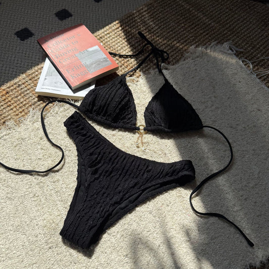 Women’s High Waist Two-Piece Swimsuit Bikini BALCK Sets Sexy Outfit Print Swimwear V-Neck Bathing Suit