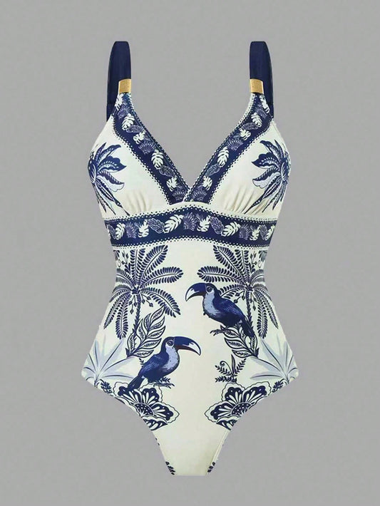 New Printed One Piece Swimsuit And Beach Skirt Swimwear Brazilian Bathing Suit Beachwear Swimming Suit For Women Bathers