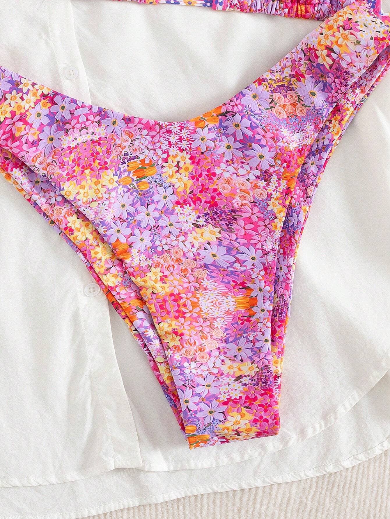 Sequin Bikini Set 3 Pieces Sparkly Halter Neck Swimsuit with Wrap Skirt High Cut Bathing Suit for Women Beach Vacation Swimwear