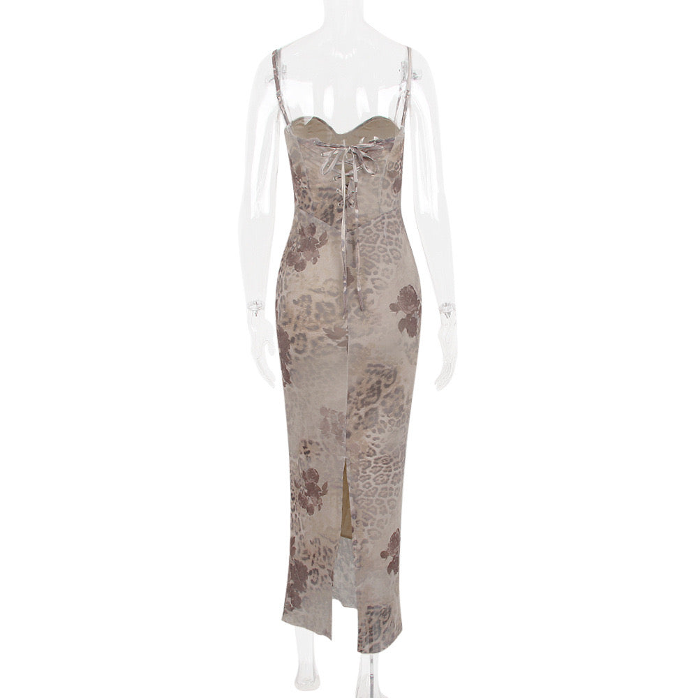 PERLA Floral Print Dress Women Summer Elegant V Neck A Line Sleeveless Tank Dress