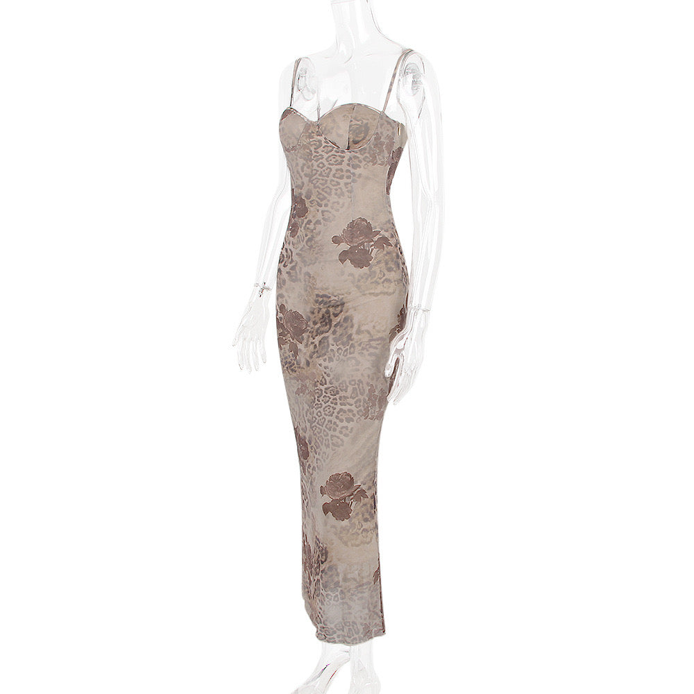 PERLA Floral Print Dress Women Summer Elegant V Neck A Line Sleeveless Tank Dress