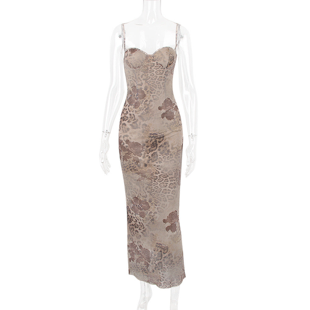 PERLA Floral Print Dress Women Summer Elegant V Neck A Line Sleeveless Tank Dress