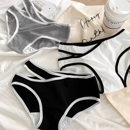 Underwear Women Cotton Crotch Mid Waist Traceless Sexy Panties Japanese Sports Style Girls Breathable Underpants Simple Lingerie