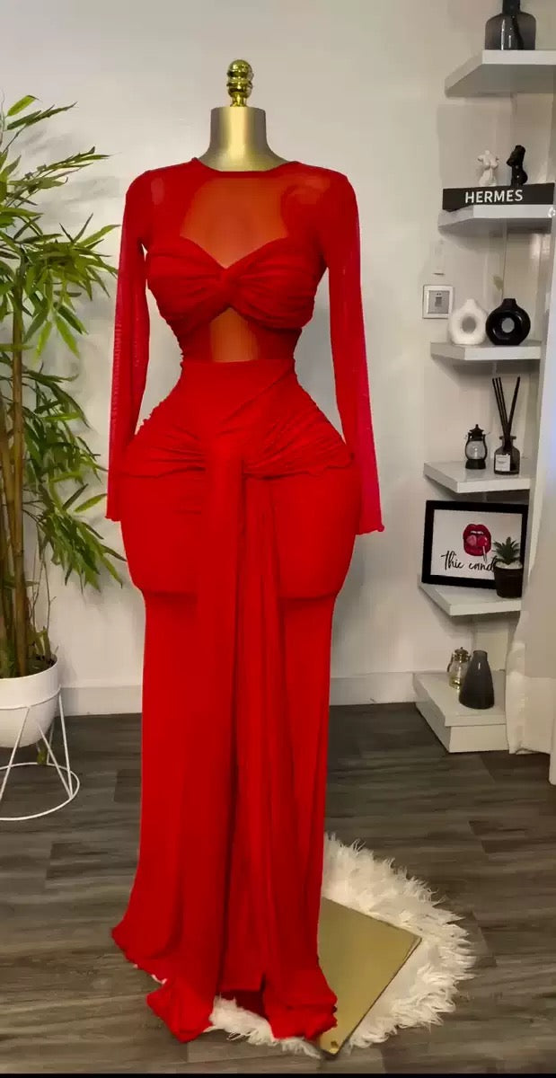 Women's Sexy Mesh See-Through Maxi Dress Long Sleeve Bowknot Evening Gown for Club Party Trendy High Street Style 2025