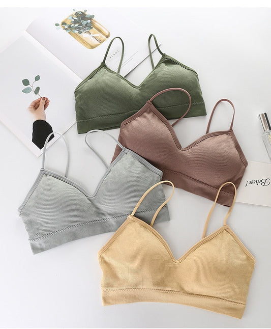 Bra Women Tube Tops Underwear Padded Bras Teenage Underclothes Lingerie Students Bra Solid Soft Cotton