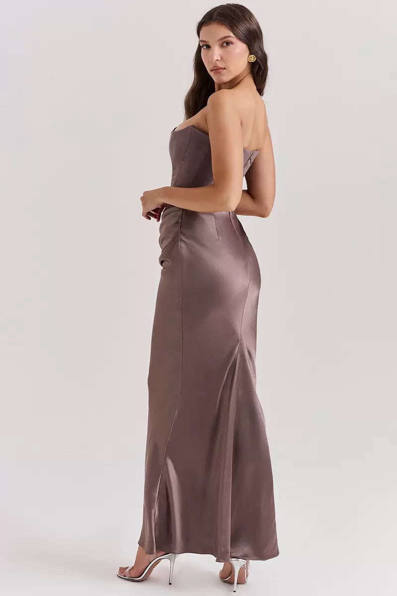 Women's Strapless Evening Dress Sexy Satin Pleated High Waist Skinny P Havana's Secret eg Women's Strapless Evening Dress Sexy Satin Pleated High Waist Skinny P Havana's Secret eg