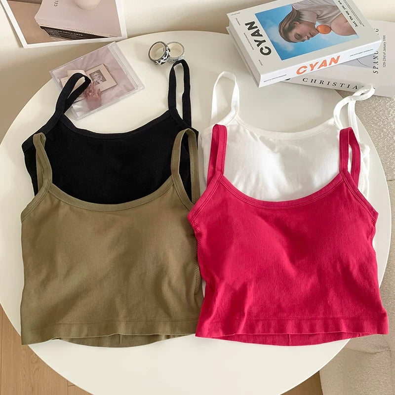 Spaghetti Strap Camis Summer Solid Sleeveless Hollow Out Cross Belt Tank Tops Sports In Bras Women Streetwear