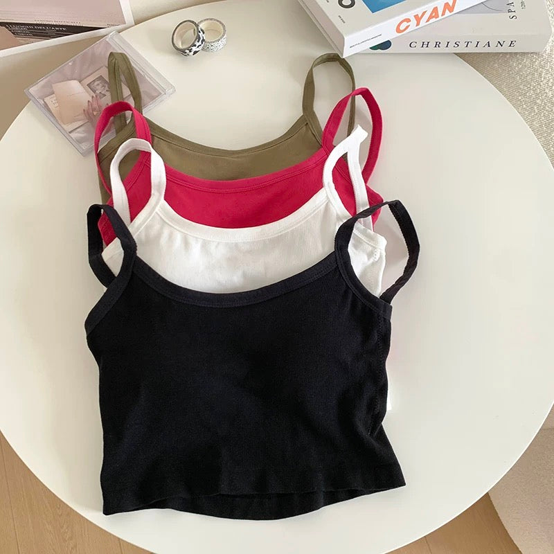Spaghetti Strap Camis Summer Solid Sleeveless Hollow Out Cross Belt Tank Tops Sports In Bras Women Streetwear