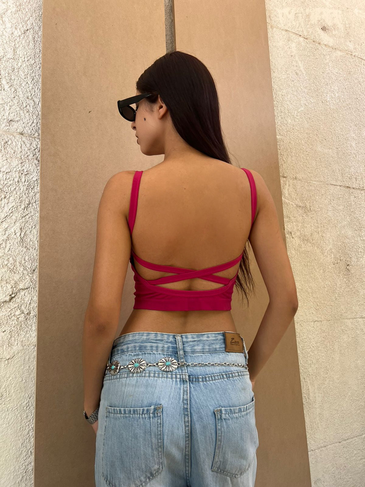 Spaghetti Strap Camis Summer Solid Sleeveless Hollow Out Cross Belt Tank Tops Sports In Bras Women Streetwear