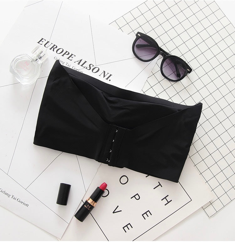 Sexy Ice Silk Seamless Shoulder Warp Gathered Non-slip Beauty Strap Chest Pad Vest Women's Small Breast Tube Top Underwear