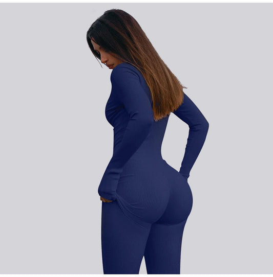 Sports Jumpsuits Women's Tracksuit One-Piece Fitness Suit Gym Sets Long Sleeves Exercise Bodysuit Woman