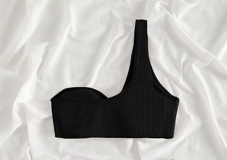 Women'S Summer Plain one shoulder Bikini Swimwear Beachwear