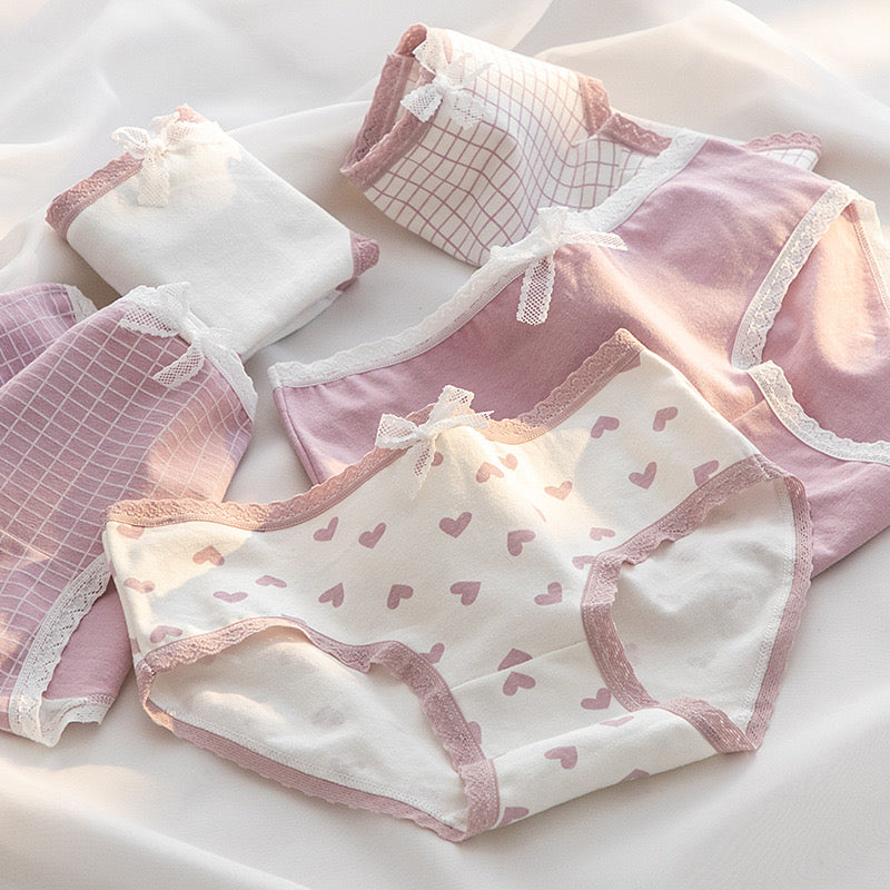 Women’s Underwear Cotton Panties Plaid Heart Cute,cotton panties women's underwear, printed panties girl panties breathable soft