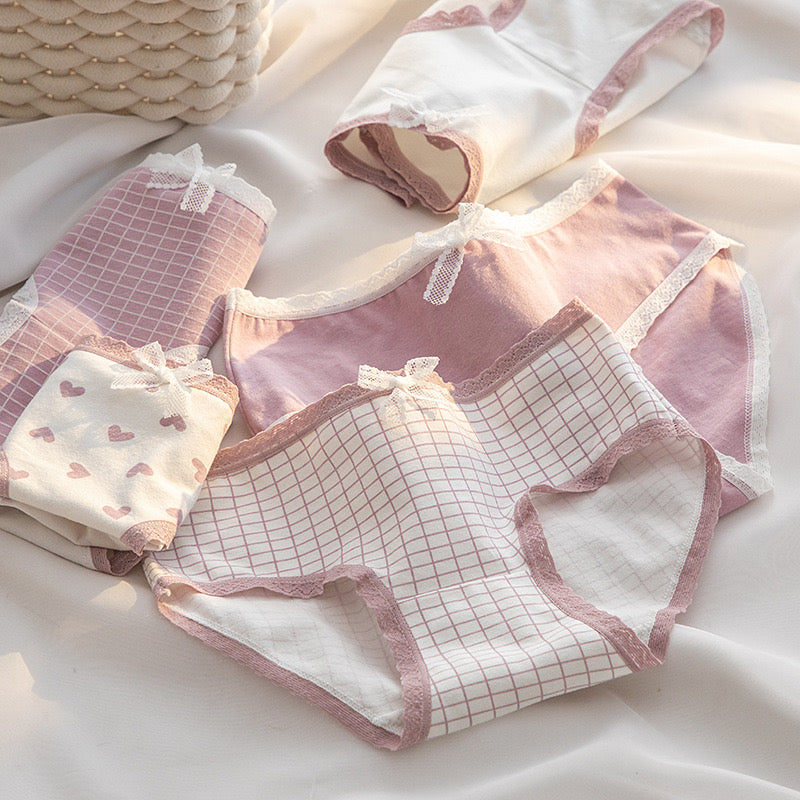 Women’s Underwear Cotton Panties Plaid Heart Cute,cotton panties women's underwear, printed panties girl panties breathable soft