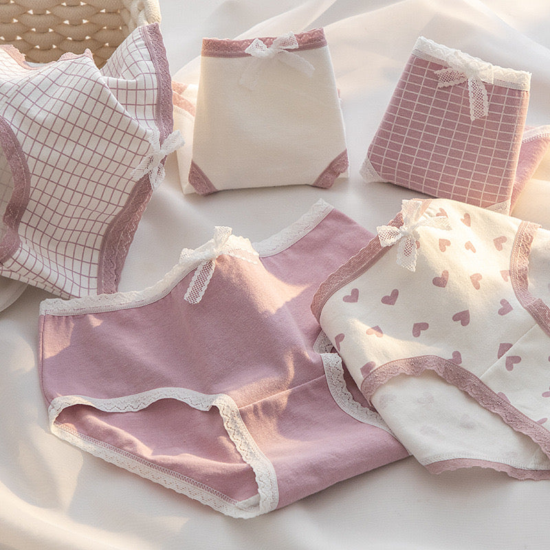 Women’s Underwear Cotton Panties Plaid Heart Cute,cotton panties women's underwear, printed panties girl panties breathable soft