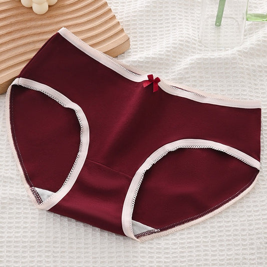 Cute Women Panties Bow Pure Cotton Mid Waist Panties For Girls Student Briefs
