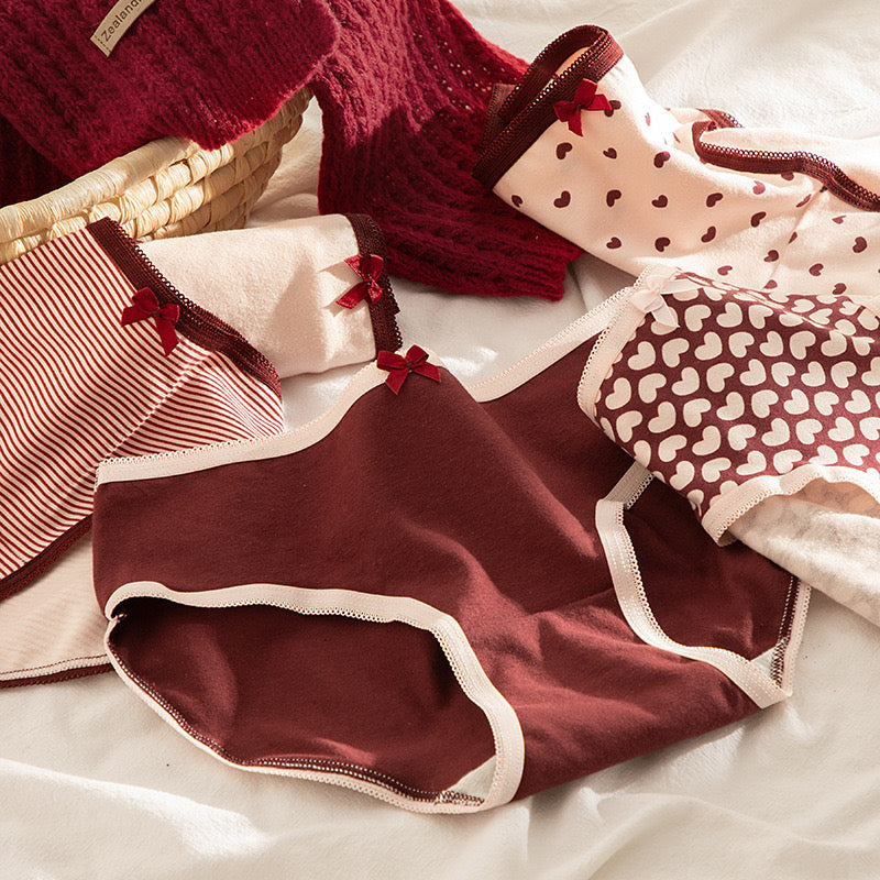 Cute Women Panties Bow Pure Cotton Mid Waist Panties For Girls Student Briefs