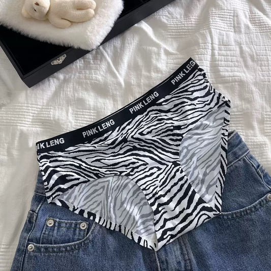 Sexy Seamless Panties Ice Silk Women's Comfortable Wrap Hip Letter Strap Sport Style Female Mid-rise Waist Briefs